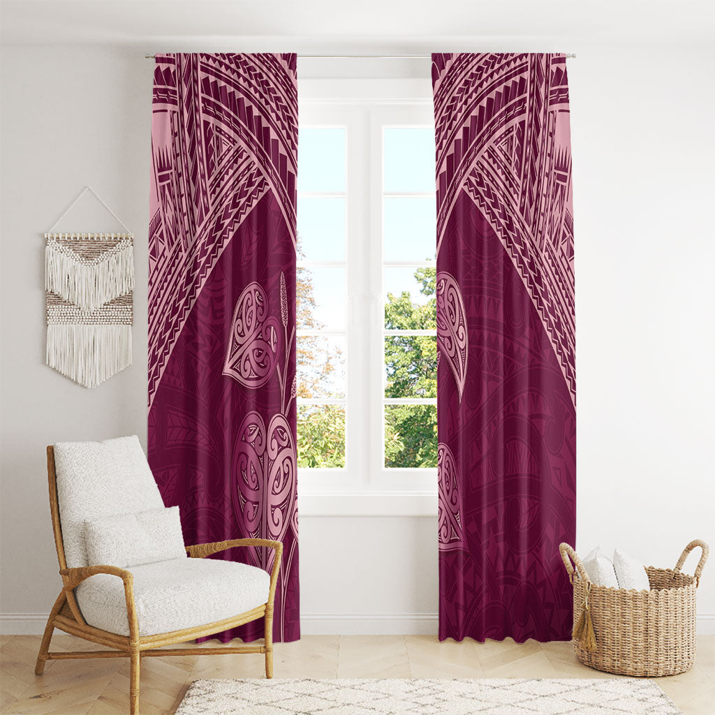 Burgundy New Zealand Kawakawa Maori Ngaru Window Curtain LT14 - Polynesian Pride