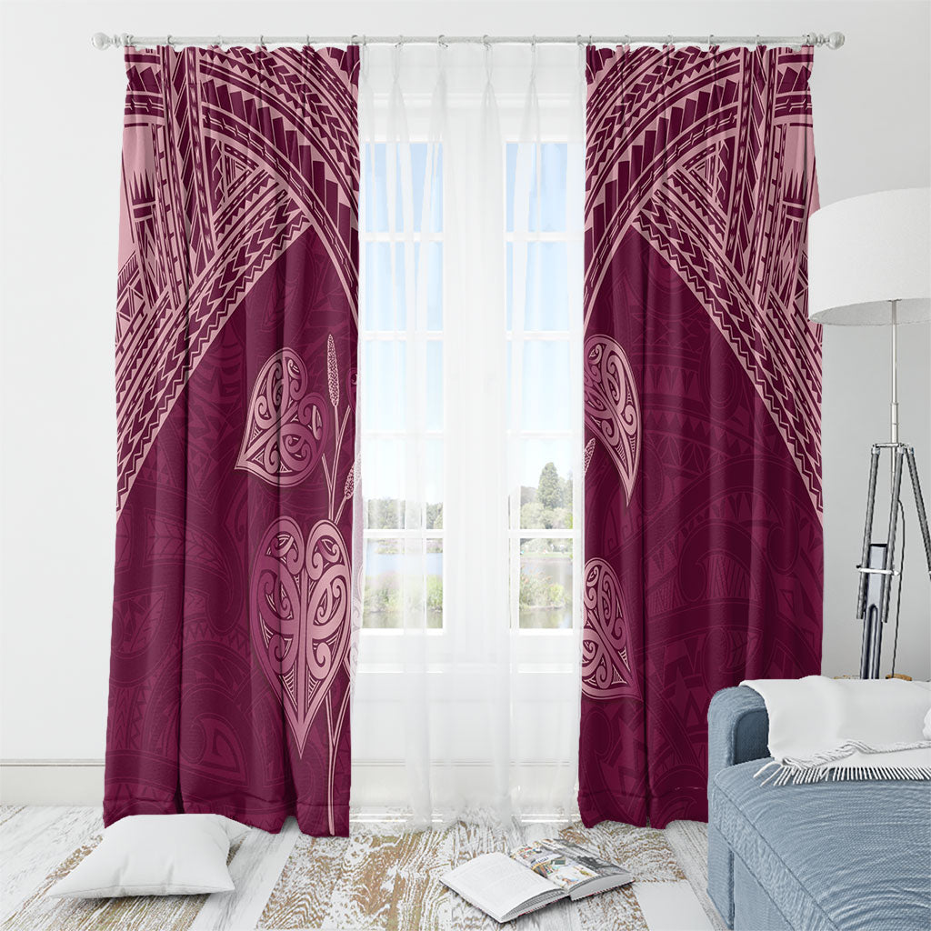 Burgundy New Zealand Kawakawa Maori Ngaru Window Curtain LT14 - Polynesian Pride