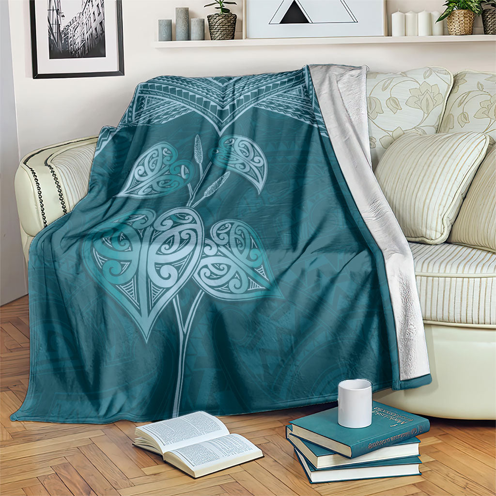 Cyan New Zealand Kawakawa Maori Ngaru Blanket LT14 Cyan - Polynesian Pride
