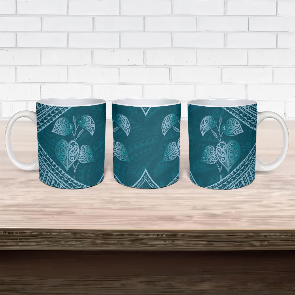 Cyan New Zealand Kawakawa Maori Ngaru Ceramic Mug LT14 - Polynesian Pride