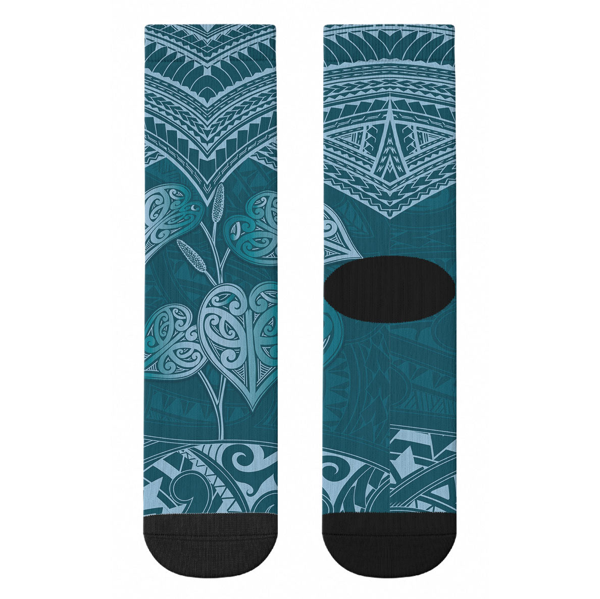Cyan New Zealand Kawakawa Maori Ngaru Crew Socks LT14 - Polynesian Pride
