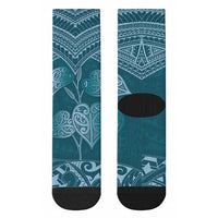 Cyan New Zealand Kawakawa Maori Ngaru Crew Socks LT14 - Polynesian Pride