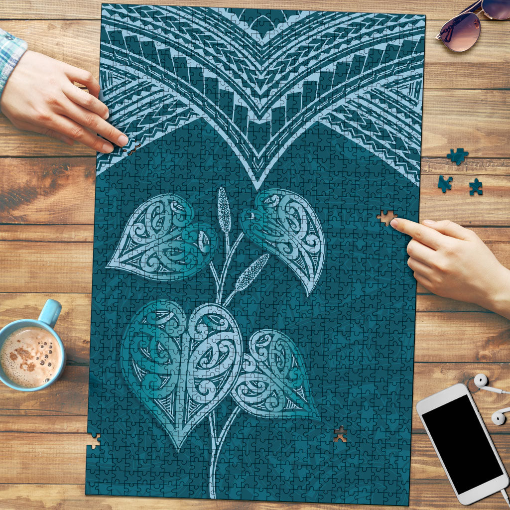 Cyan New Zealand Kawakawa Maori Ngaru Puzzle LT14 Cyan - Polynesian Pride