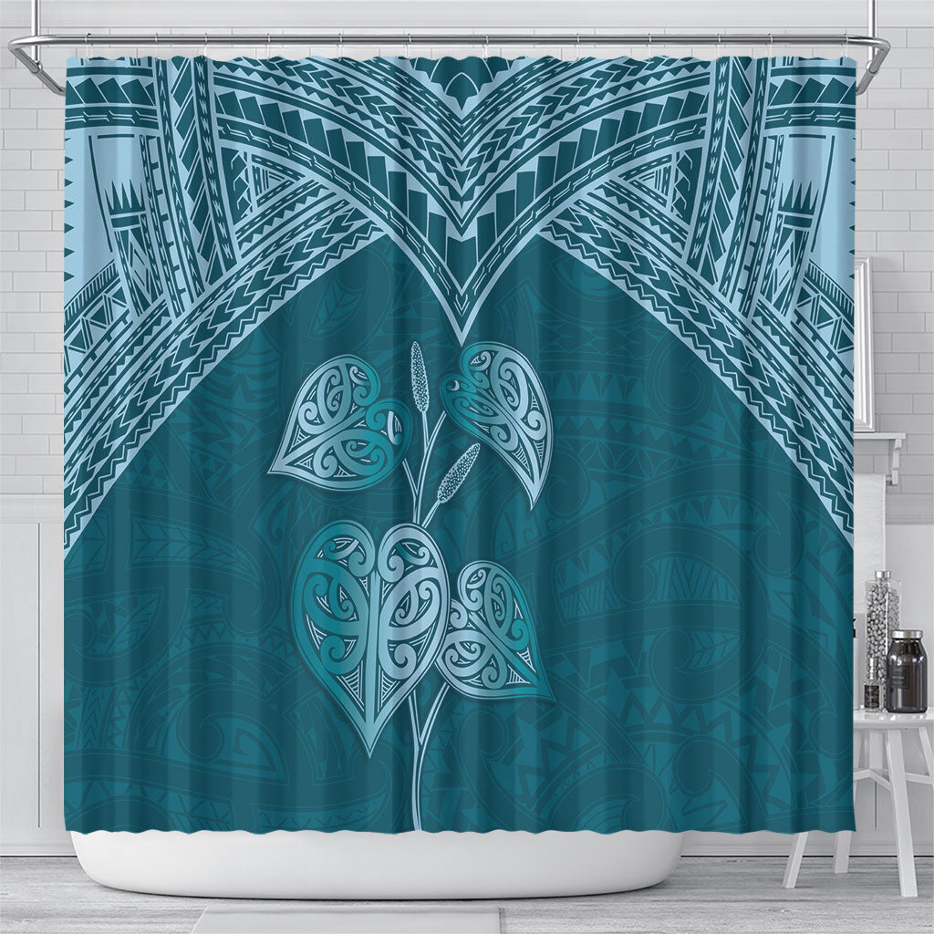Cyan New Zealand Kawakawa Maori Ngaru Shower Curtain LT14 - Polynesian Pride