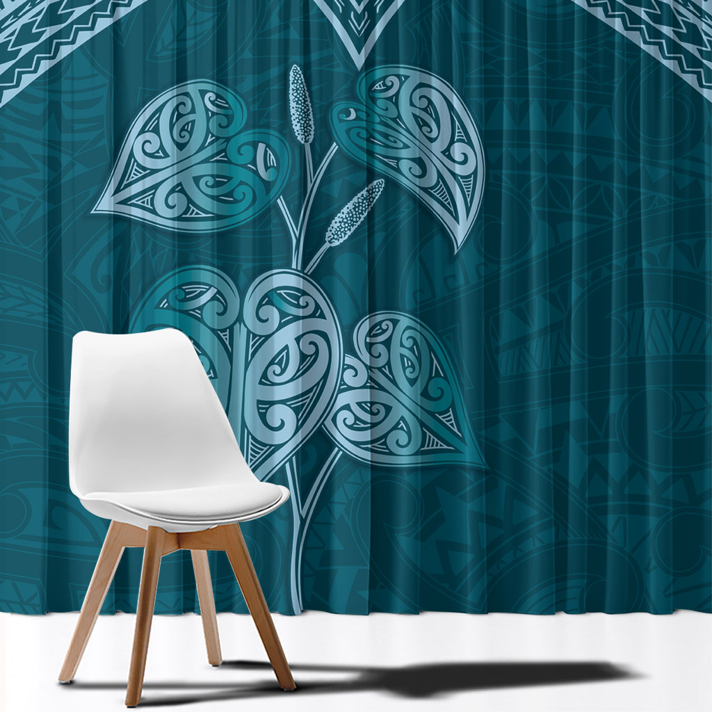 Cyan New Zealand Kawakawa Maori Ngaru Window Curtain LT14 - Polynesian Pride