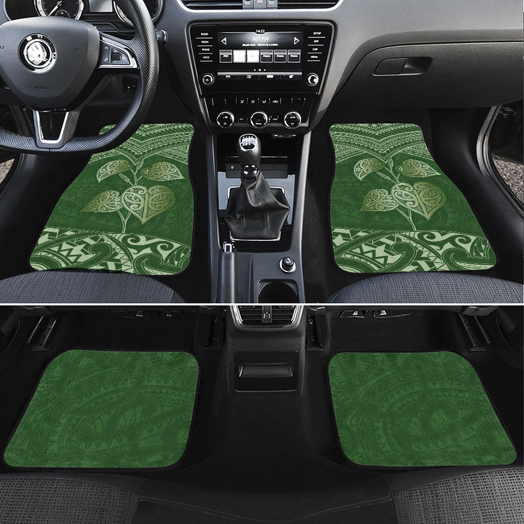 Green New Zealand Kawakawa Maori Ngaru Car Mats LT14 Set 4pcs Green - Polynesian Pride