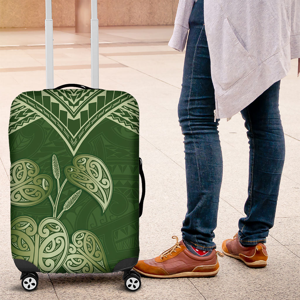 Green New Zealand Kawakawa Maori Ngaru Luggage Cover LT14 Green - Polynesian Pride