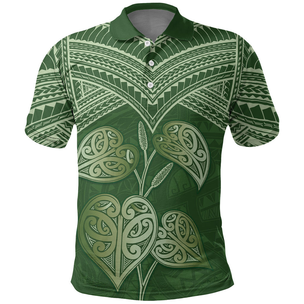 Green New Zealand Kawakawa Maori Ngaru Polo Shirt LT14 Green - Polynesian Pride
