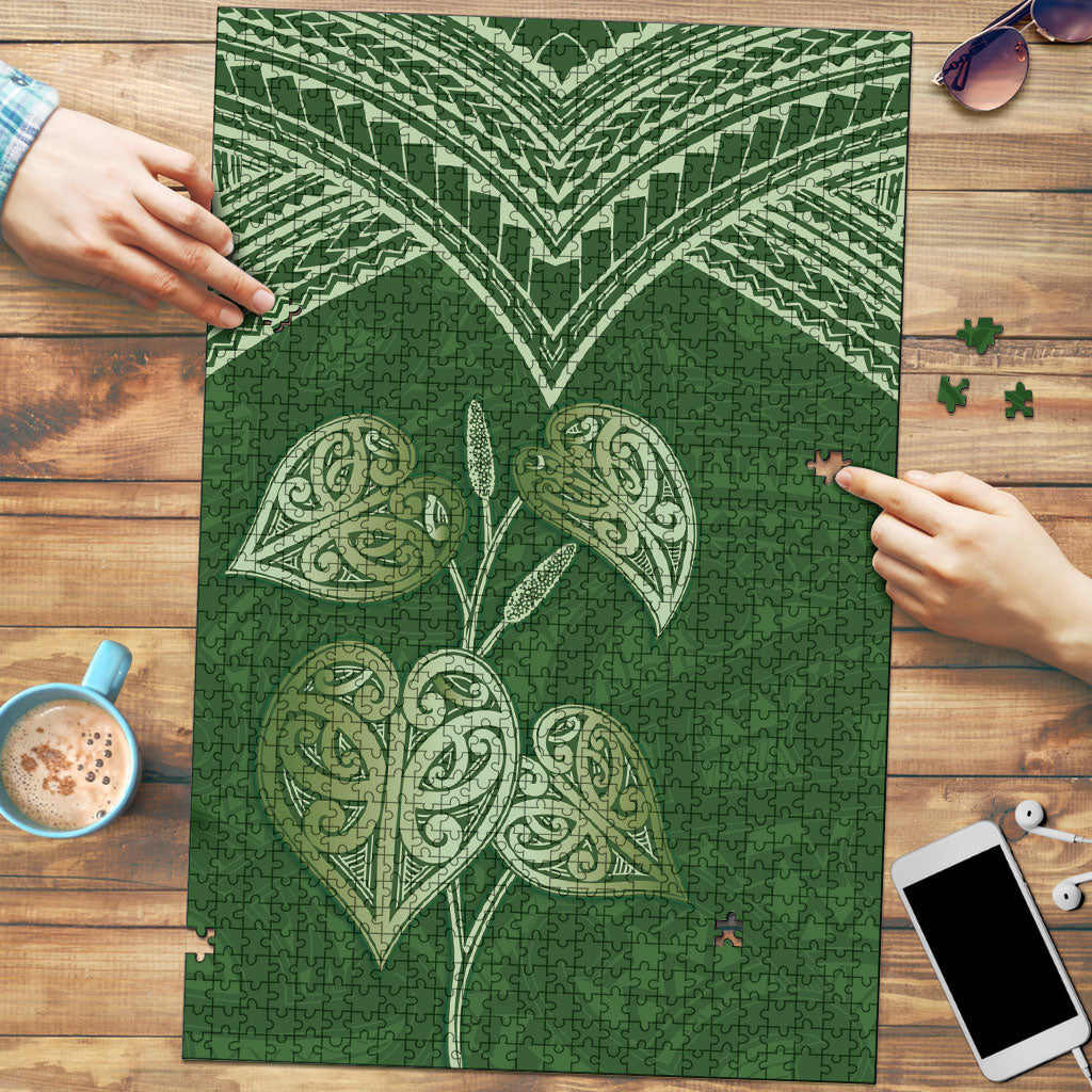 Green New Zealand Kawakawa Maori Ngaru Puzzle LT14 Green - Polynesian Pride