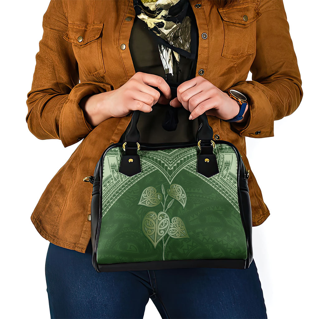 Green New Zealand Kawakawa Maori Ngaru Shoulder Handbag LT14 - Polynesian Pride