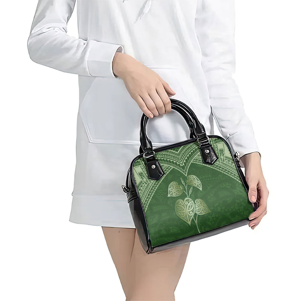 Green New Zealand Kawakawa Maori Ngaru Shoulder Handbag LT14 - Polynesian Pride