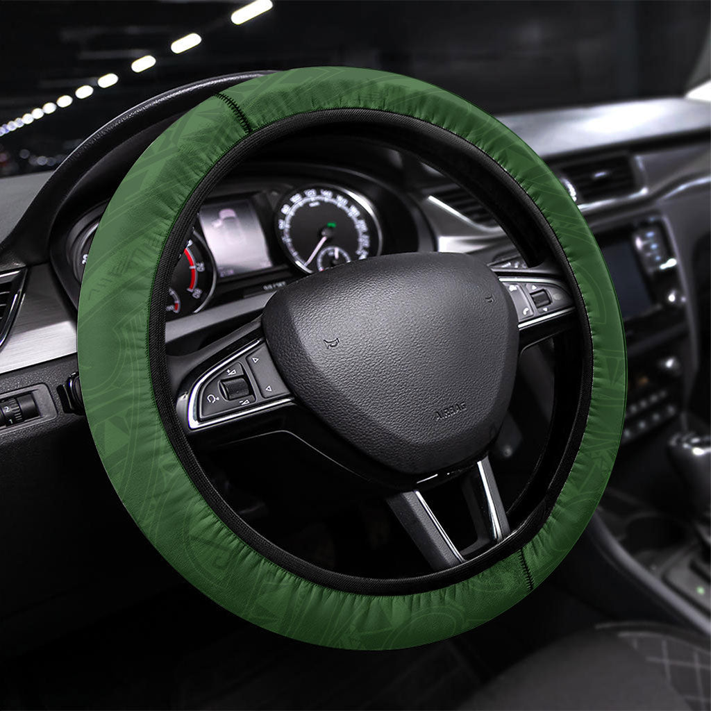 Green New Zealand Kawakawa Maori Ngaru Steering Wheel Cover LT14 Universal Fit Green - Polynesian Pride