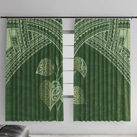 Green New Zealand Kawakawa Maori Ngaru Window Curtain LT14 With Hooks Green - Polynesian Pride