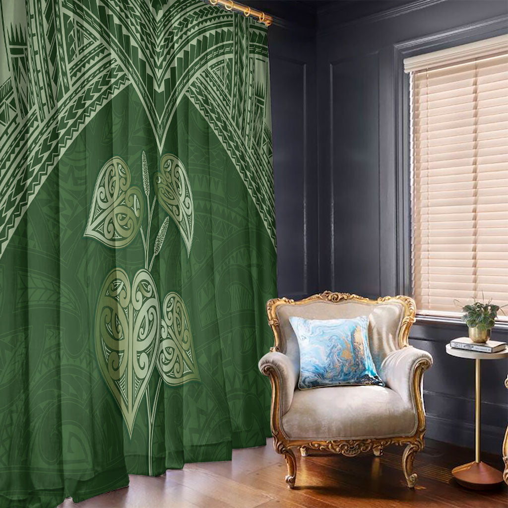 Green New Zealand Kawakawa Maori Ngaru Window Curtain LT14 - Polynesian Pride