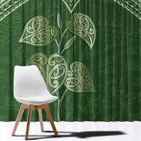 Green New Zealand Kawakawa Maori Ngaru Window Curtain LT14 - Polynesian Pride