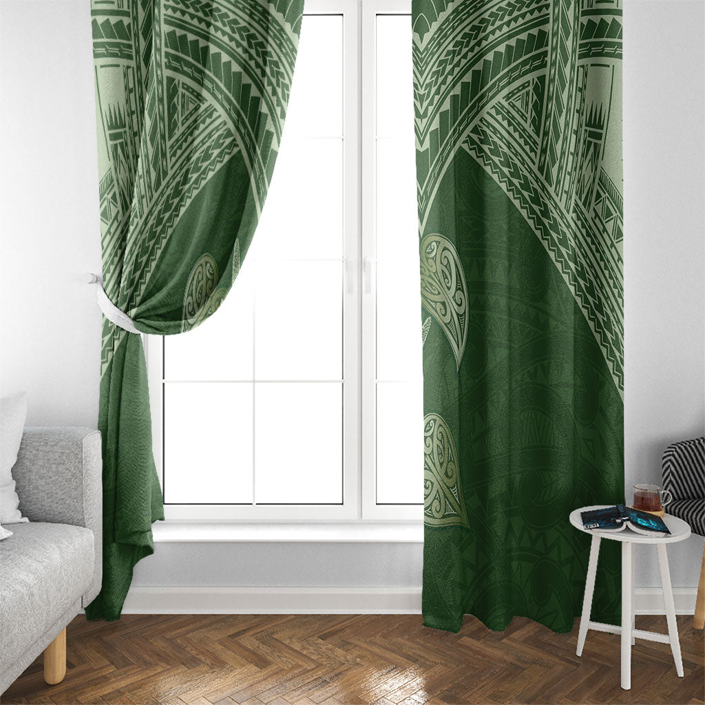 Green New Zealand Kawakawa Maori Ngaru Window Curtain LT14 - Polynesian Pride