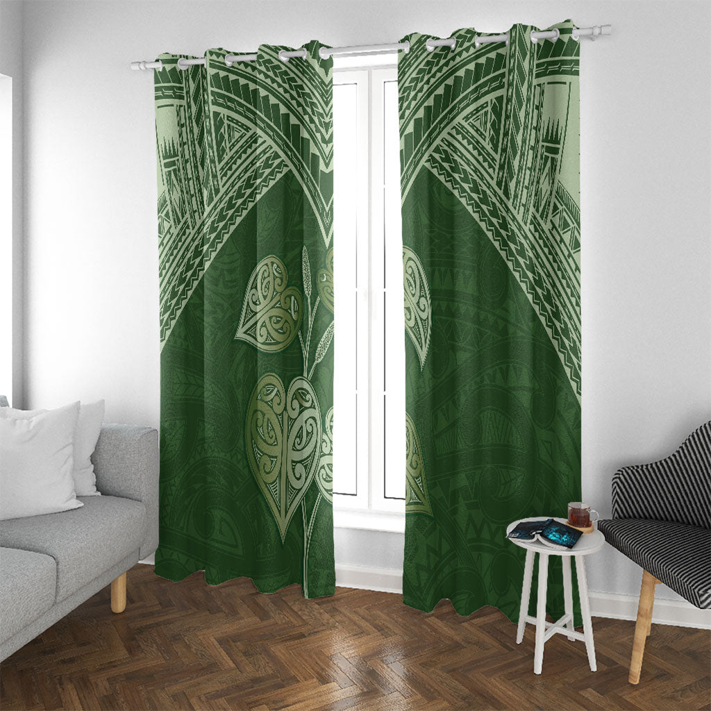 Green New Zealand Kawakawa Maori Ngaru Window Curtain LT14 With Grommets Green - Polynesian Pride