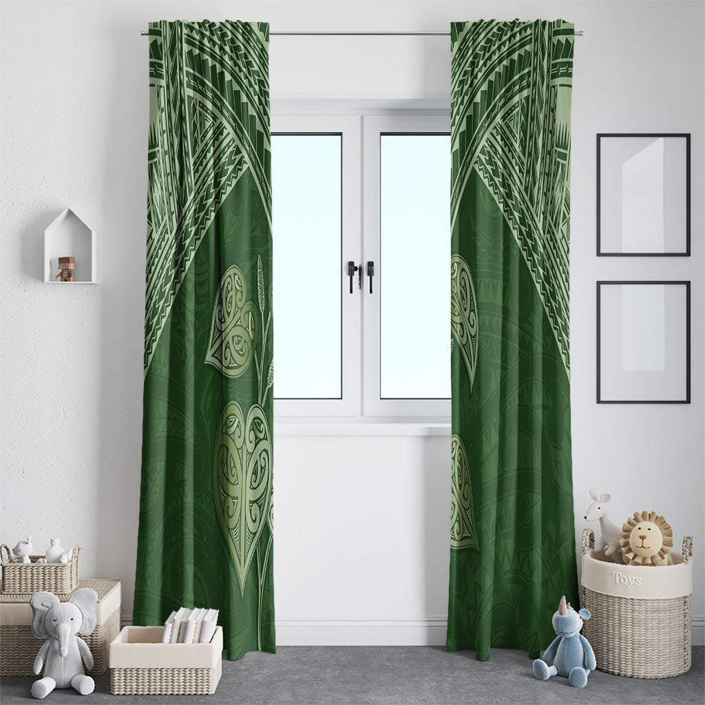 Green New Zealand Kawakawa Maori Ngaru Window Curtain LT14 - Polynesian Pride