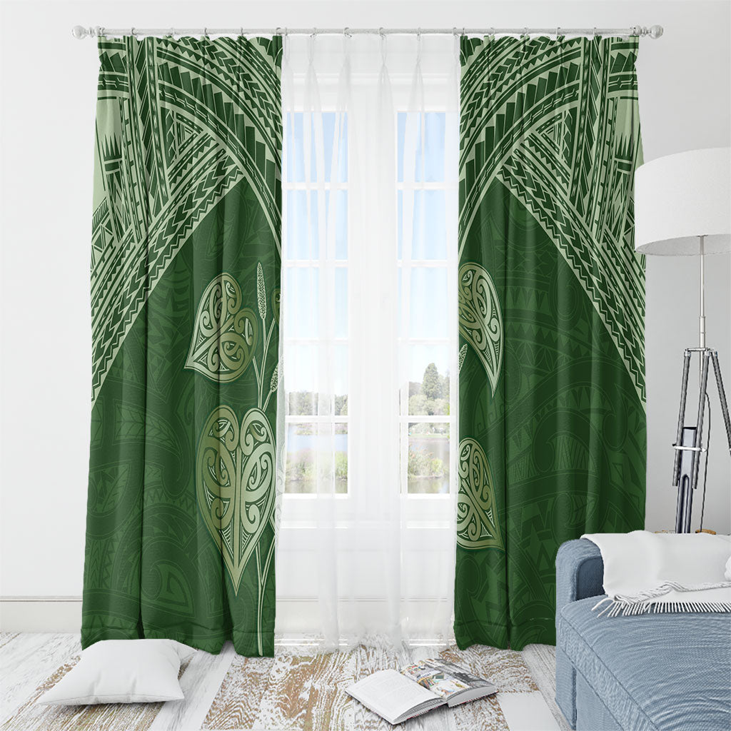 Green New Zealand Kawakawa Maori Ngaru Window Curtain LT14 - Polynesian Pride