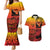 Personalised Ia Ora Na Marquesas Islands Couples Matching Mermaid Dress and Hawaiian Shirt Mata Tiki Marquesan Tattoo LT14 Red - Polynesian Pride