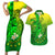 Kia Orana Cook Islands Couples Matching Short Sleeve Bodycon Dress and Hawaiian Shirt Kuki Airani Tattoo Pattern With Sea Turtle LT14 Green - Polynesian Pride