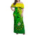 Kia Orana Cook Islands Family Matching Off Shoulder Maxi Dress and Hawaiian Shirt Kuki Airani Tattoo Pattern With Sea Turtle LT14 Mom's Dress Green - Polynesian Pride