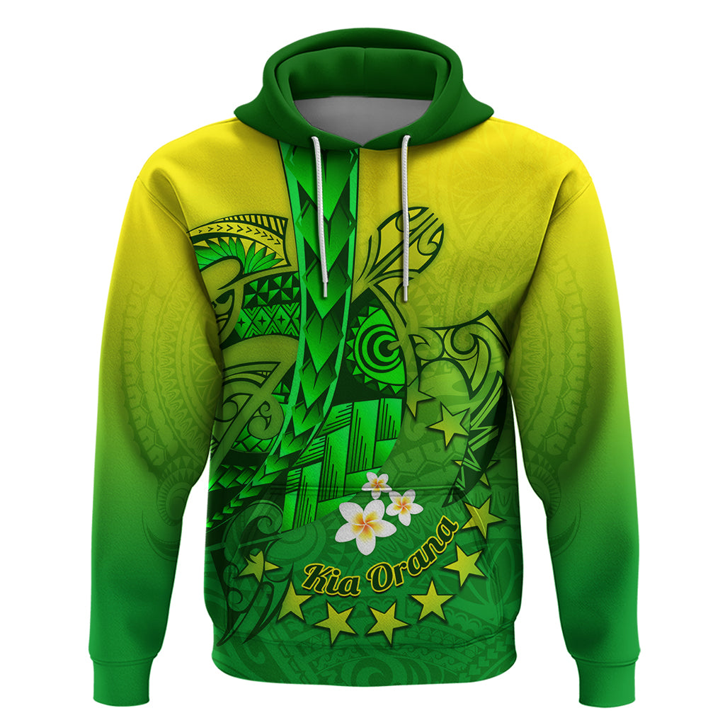 Kia Orana Cook Islands Hoodie Kuki Airani Tattoo Pattern With Sea Turtle LT14 Pullover Hoodie Green - Polynesian Pride