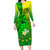 Kia Orana Cook Islands Long Sleeve Bodycon Dress Kuki Airani Tattoo Pattern With Sea Turtle LT14 Long Dress Green - Polynesian Pride