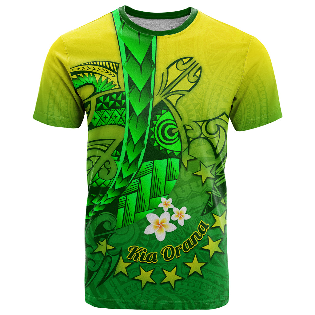 Kia Orana Cook Islands T Shirt Kuki Airani Tattoo Pattern With Sea Turtle LT14 Green - Polynesian Pride