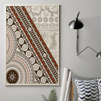 Bula Fiji Canvas Wall Art Fijian Masi Tapa Cloth Vintage Vibes LT14 With Frame Beige - Polynesian Pride