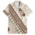 Bula Fiji Family Matching Summer Maxi Dress and Hawaiian Shirt Fijian Masi Tapa Cloth Vintage Vibes LT14 Dad's Shirt - Short Sleeve Beige - Polynesian Pride