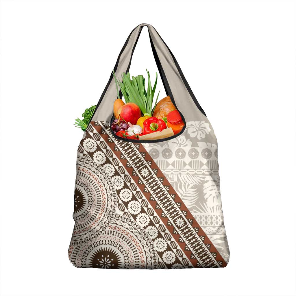 Bula Fiji Grocery Bag Fijian Masi Tapa Cloth Vintage Vibes