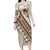 Bula Fiji Long Sleeve Bodycon Dress Fijian Masi Tapa Cloth Vintage Vibes LT14 Long Dress Beige - Polynesian Pride