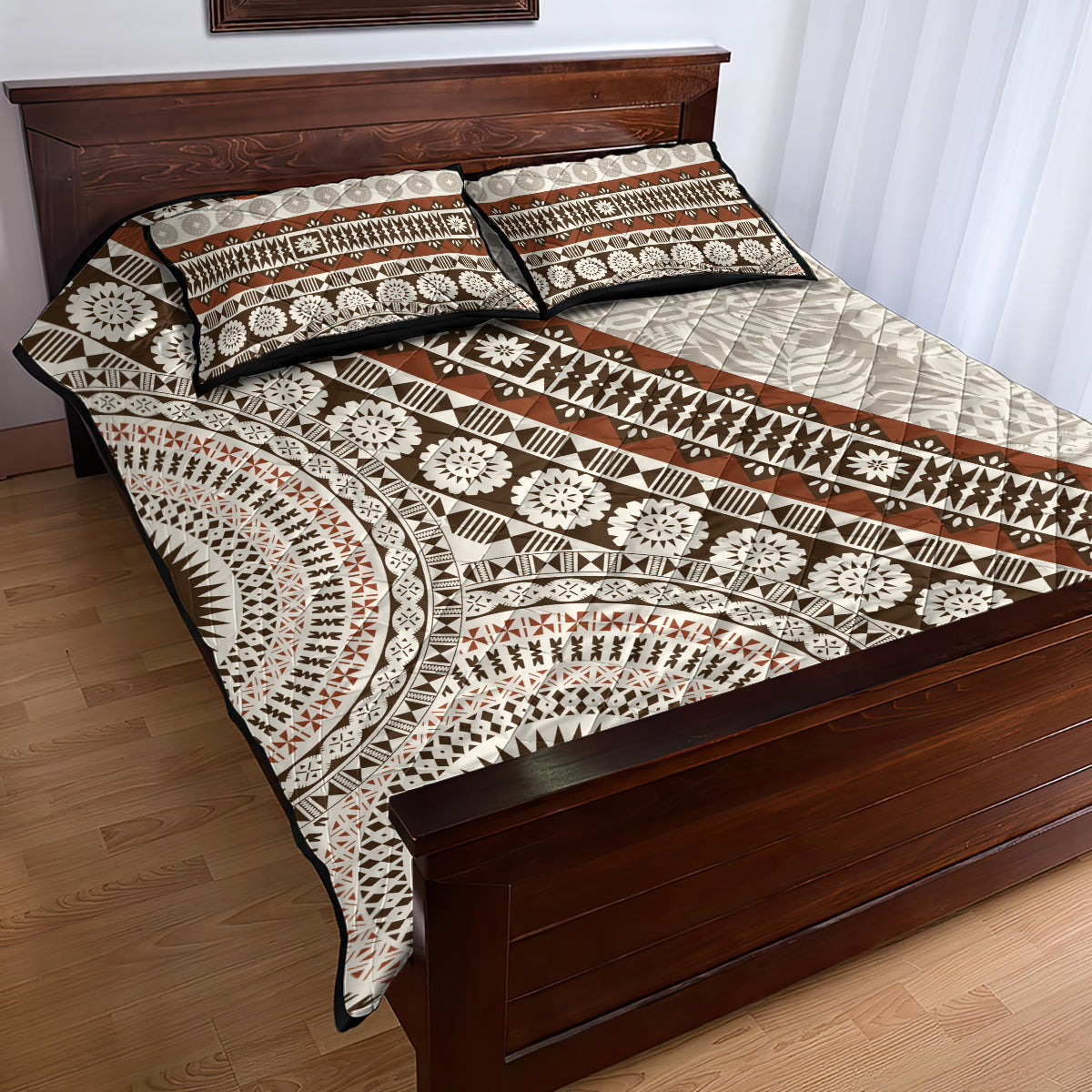 Bula Fiji Quilt Bed Set Fijian Masi Tapa Cloth Vintage Vibes LT14 - Polynesian Pride