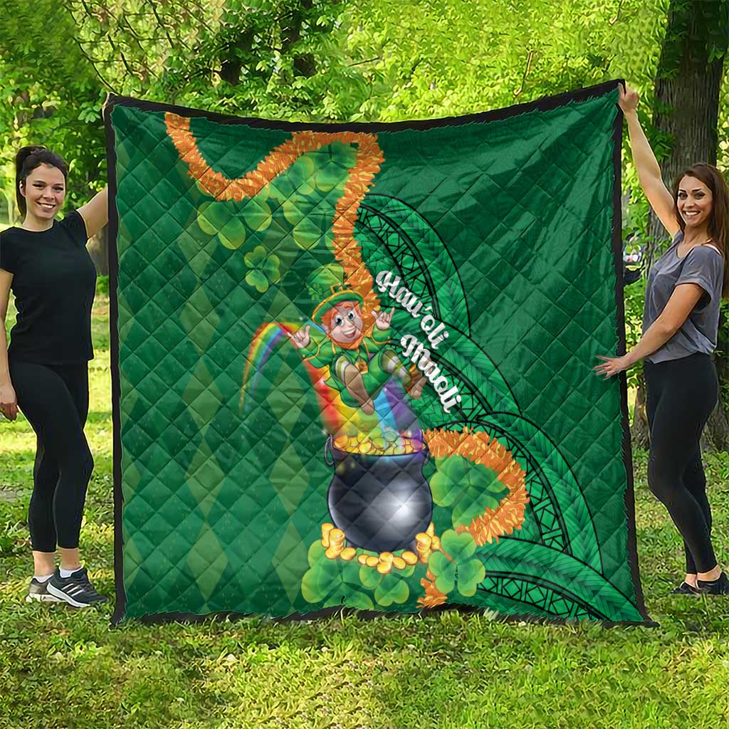 St Patrick's Day Hawaii Quilt Hauoli Maoli Funny Shaka Leprechaun LT14 - Polynesian Pride