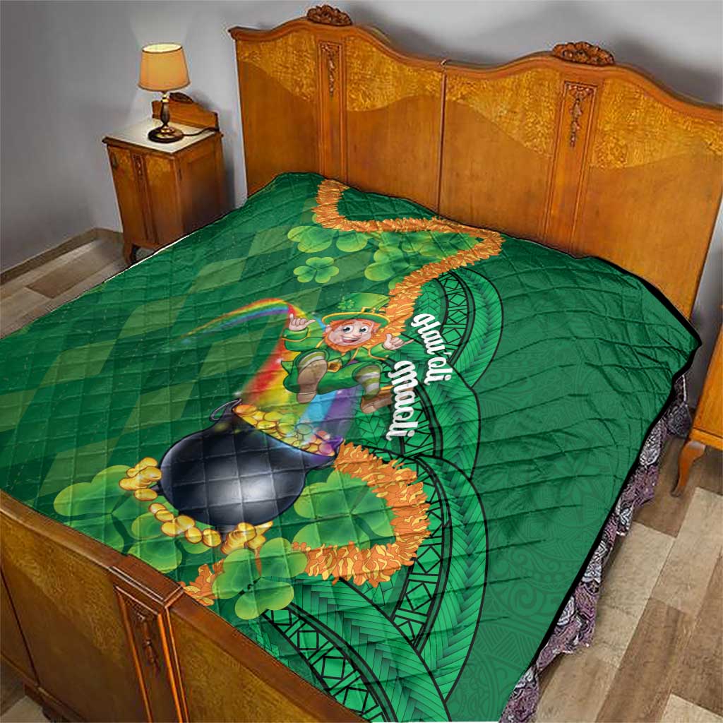 St Patrick's Day Hawaii Quilt Hauoli Maoli Funny Shaka Leprechaun LT14 - Polynesian Pride