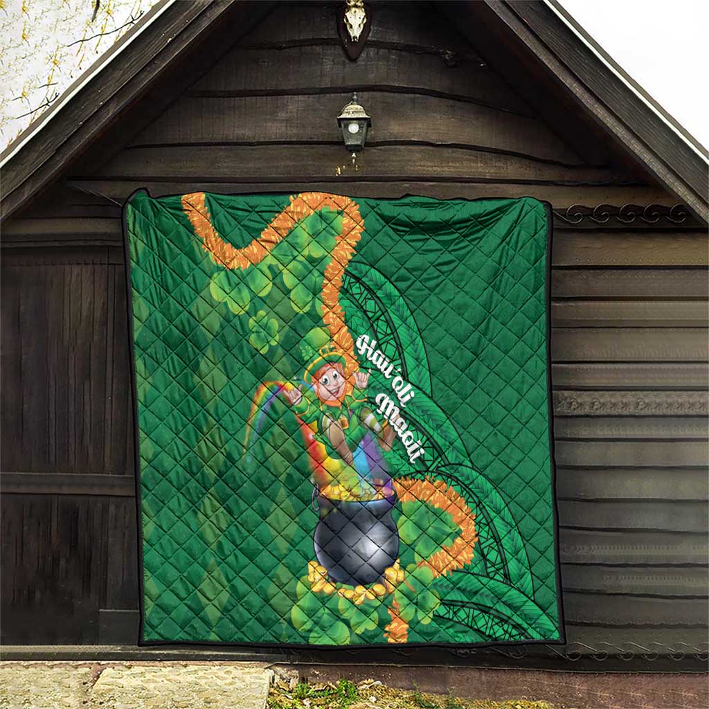St Patrick's Day Hawaii Quilt Hauoli Maoli Funny Shaka Leprechaun LT14 - Polynesian Pride