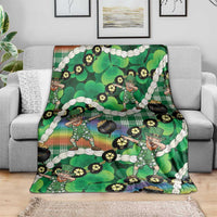 St Patrick's Day Palaka Hawaii Blanket Kukui Nut Pikake Lei Shamrock Dabbing Leprechaun LT14 - Polynesian Pride