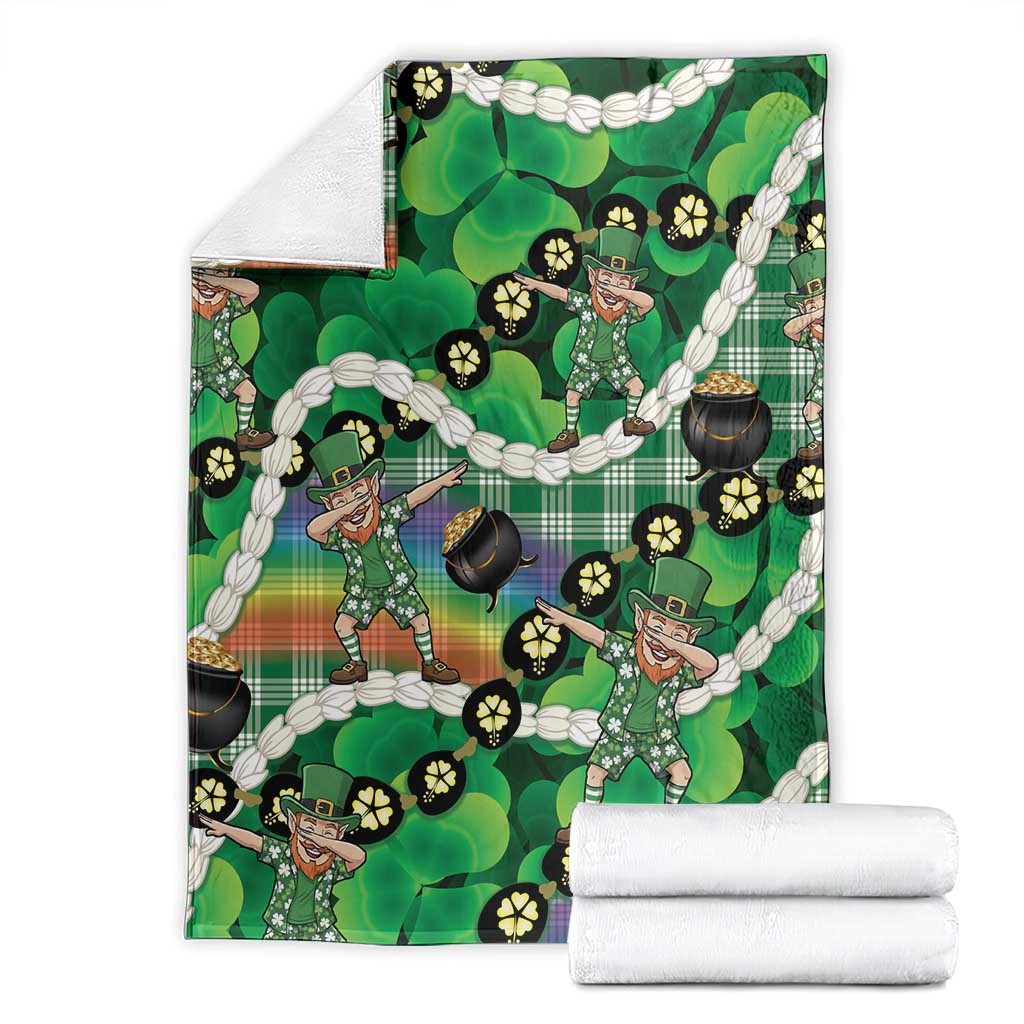 St Patrick's Day Palaka Hawaii Blanket Kukui Nut Pikake Lei Shamrock Dabbing Leprechaun LT14 - Polynesian Pride