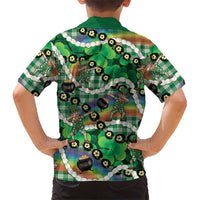 St Patrick's Day Palaka Hawaii Kid Hawaiian Shirt Kukui Nut Pikake Lei Shamrock Dabbing Leprechaun LT14 - Polynesian Pride