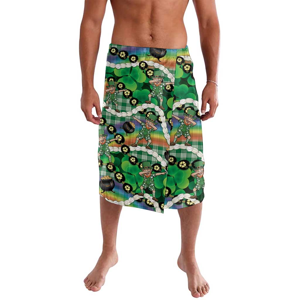 St Patrick's Day Palaka Hawaii Lavalava Kukui Nut Pikake Lei Shamrock Dabbing Leprechaun LT14 Green - Polynesian Pride