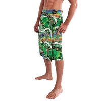 St Patrick's Day Palaka Hawaii Lavalava Kukui Nut Pikake Lei Shamrock Dabbing Leprechaun LT14 - Polynesian Pride