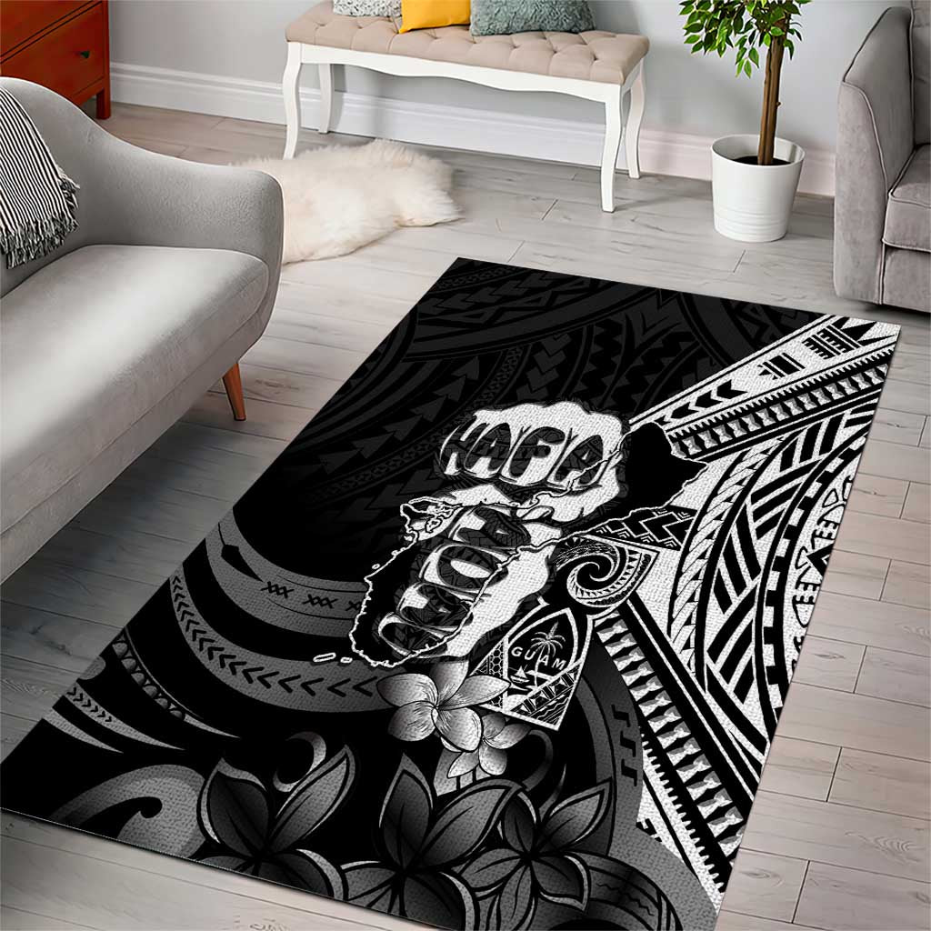 Hafa Adai Guam Discovery Day Area Rug Chamorro Latte Stone Hand Black Version LT14 - Polynesian Pride