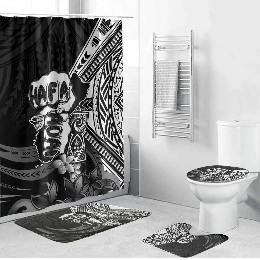 Hafa Adai Guam Discovery Day Bathroom Set Chamorro Latte Stone Hand Black Version LT14 Bathroom Set (4 pcs) Black - Polynesian Pride