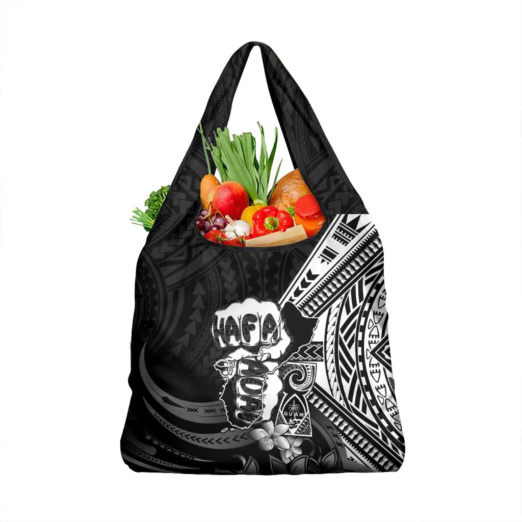 Hafa Adai Guam Discovery Day Grocery Bag Chamorro Latte Stone Hand Black Version LT14 1-pack One Size Black - Polynesian Pride