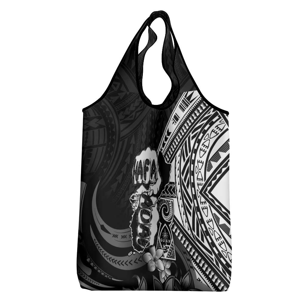 Hafa Adai Guam Discovery Day Grocery Bag Chamorro Latte Stone Hand Black Version LT14 - Polynesian Pride