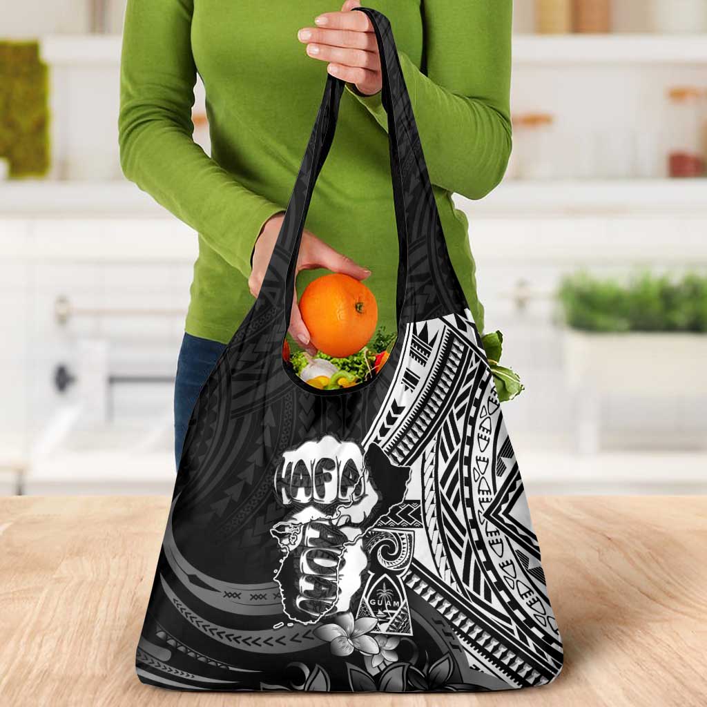 Hafa Adai Guam Discovery Day Grocery Bag Chamorro Latte Stone Hand Black Version LT14 - Polynesian Pride