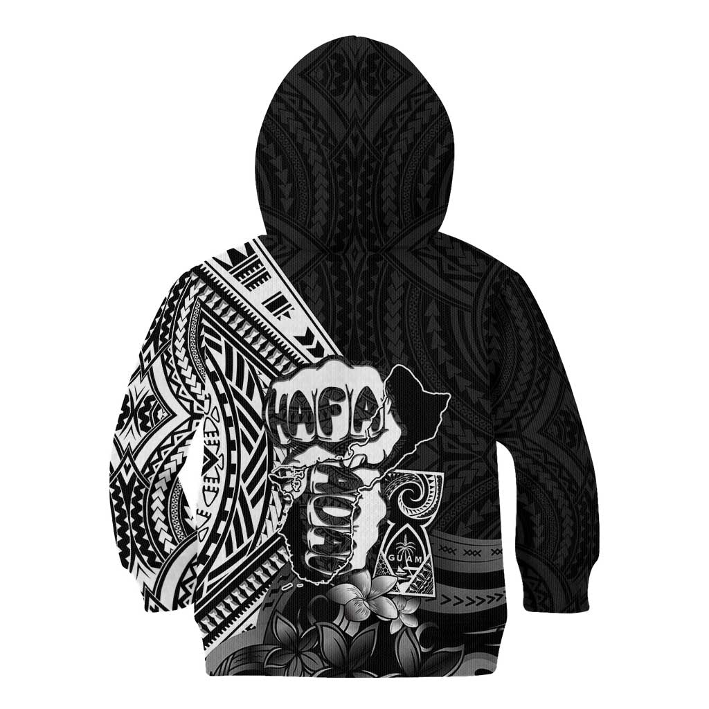 Hafa Adai Guam Discovery Day Kid Hoodie Chamorro Latte Stone Hand Black Version LT14 - Polynesian Pride