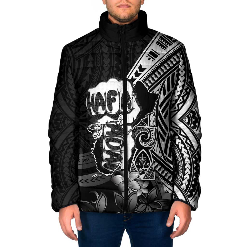 Hafa Adai Guam Discovery Day Padded Jacket Chamorro Latte Stone Hand Black Version LT14 Men Black - Polynesian Pride