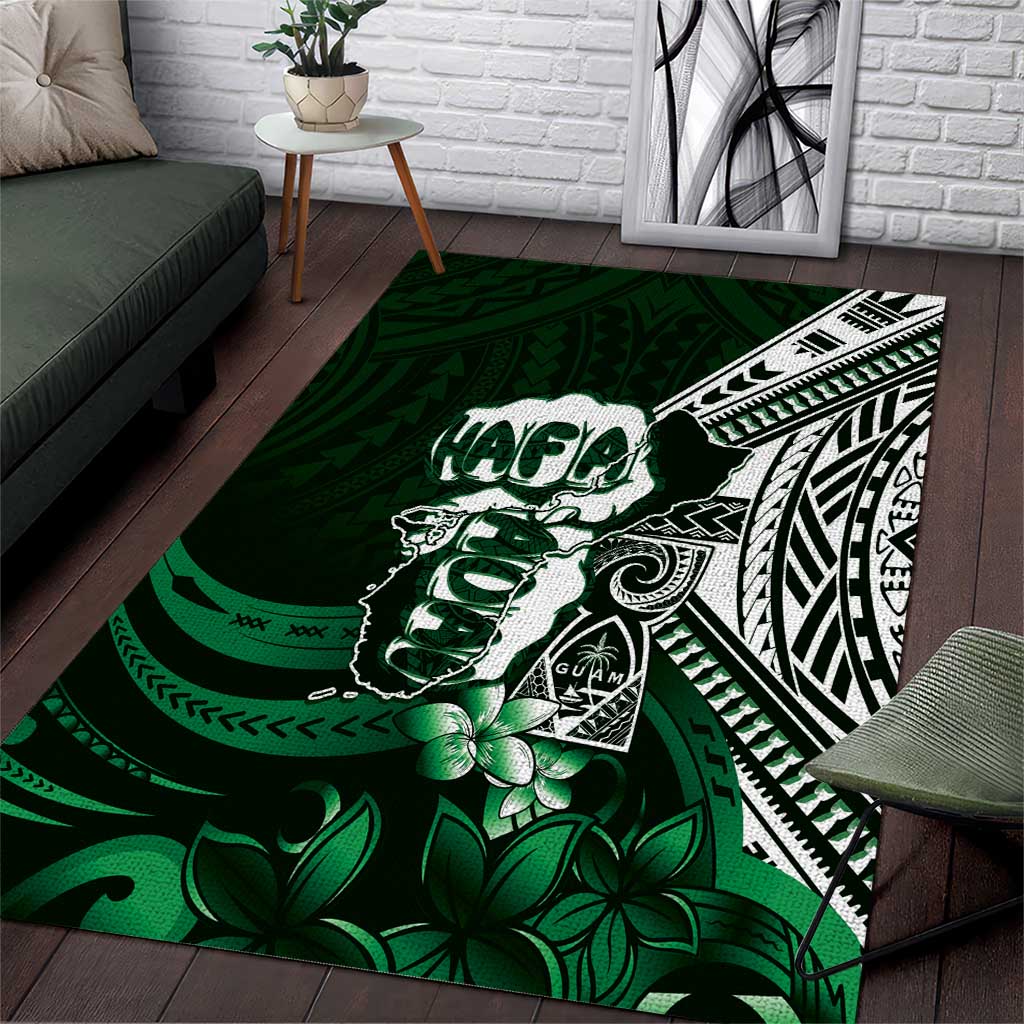 Hafa Adai Guam Discovery Day Area Rug Chamorro Latte Stone Hand Green Version LT14 Green - Polynesian Pride